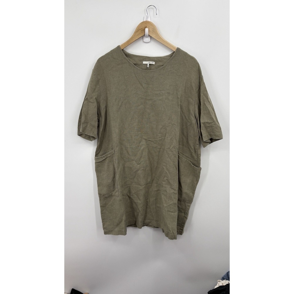 Oak Fort Linen Kaftan Dress Women One Size Lagenlook Oversized Scandi Minimalist - Picture 9 of 9